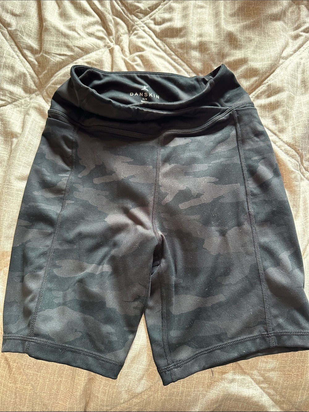 Danskin Women's Black Camo High-Rise Bike Shorts